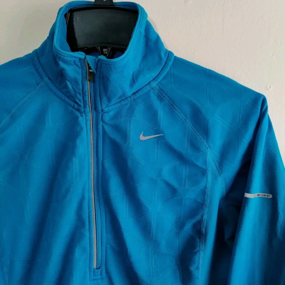 Nike Element Running 1/2 Zip Women's M Blue Long Sleeve Active‎ Gym Shirt Pocket